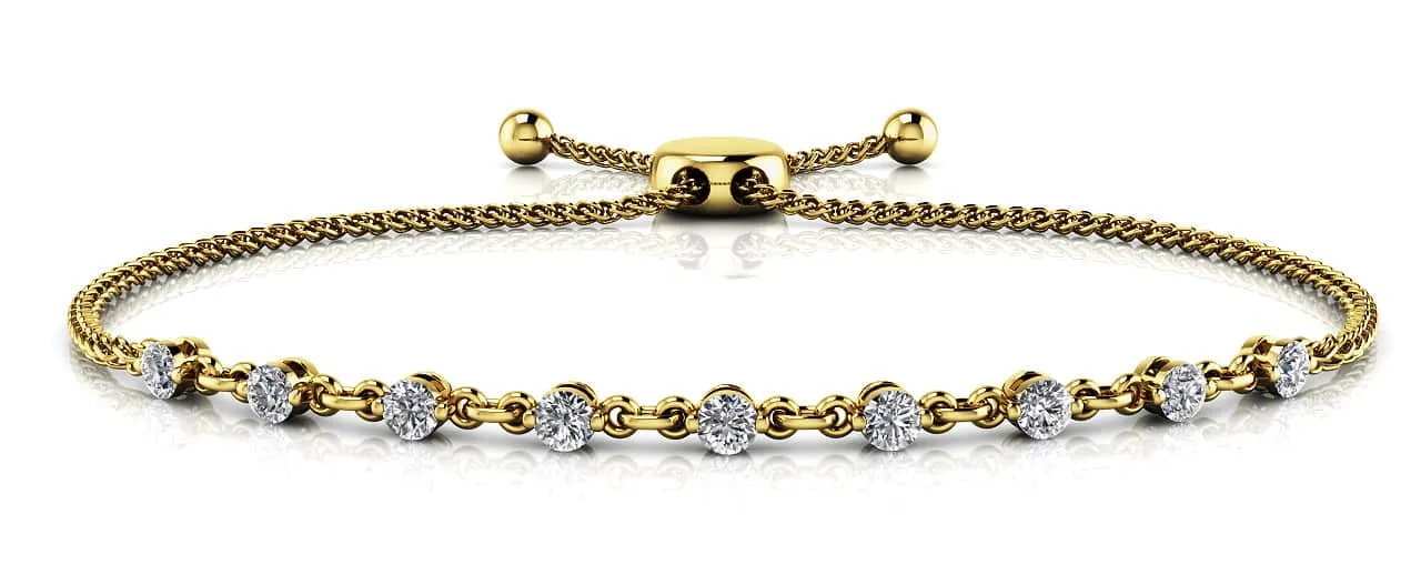 Adjustable Diamond And Chain Link Slider Diamond Bracelet with 0.54 ct.(finished) 2.5mm