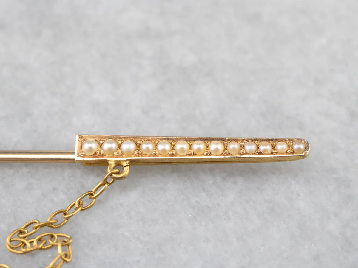 Antique Sword Seed Pearl Stick Pin