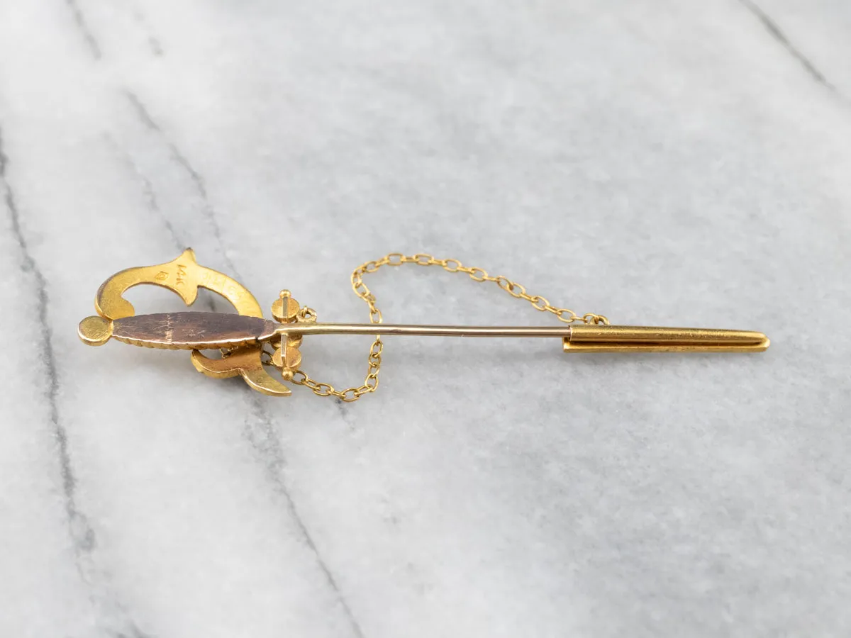 Antique Sword Seed Pearl Stick Pin