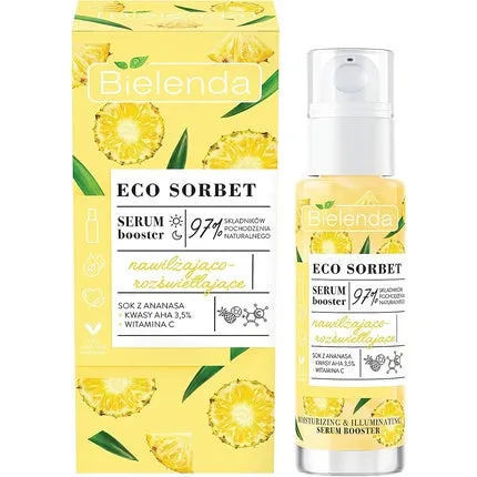 Eco Sorbet Pineapple Booster Serum, Moisturizing and Brightening, 30 ml, Bielenda