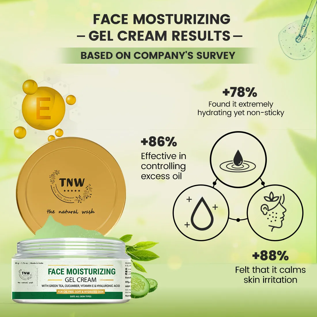 Face Moisturizing Gel Cream (Non-Sticky & Non-Greasy Formula Suitable for All Skin Types)