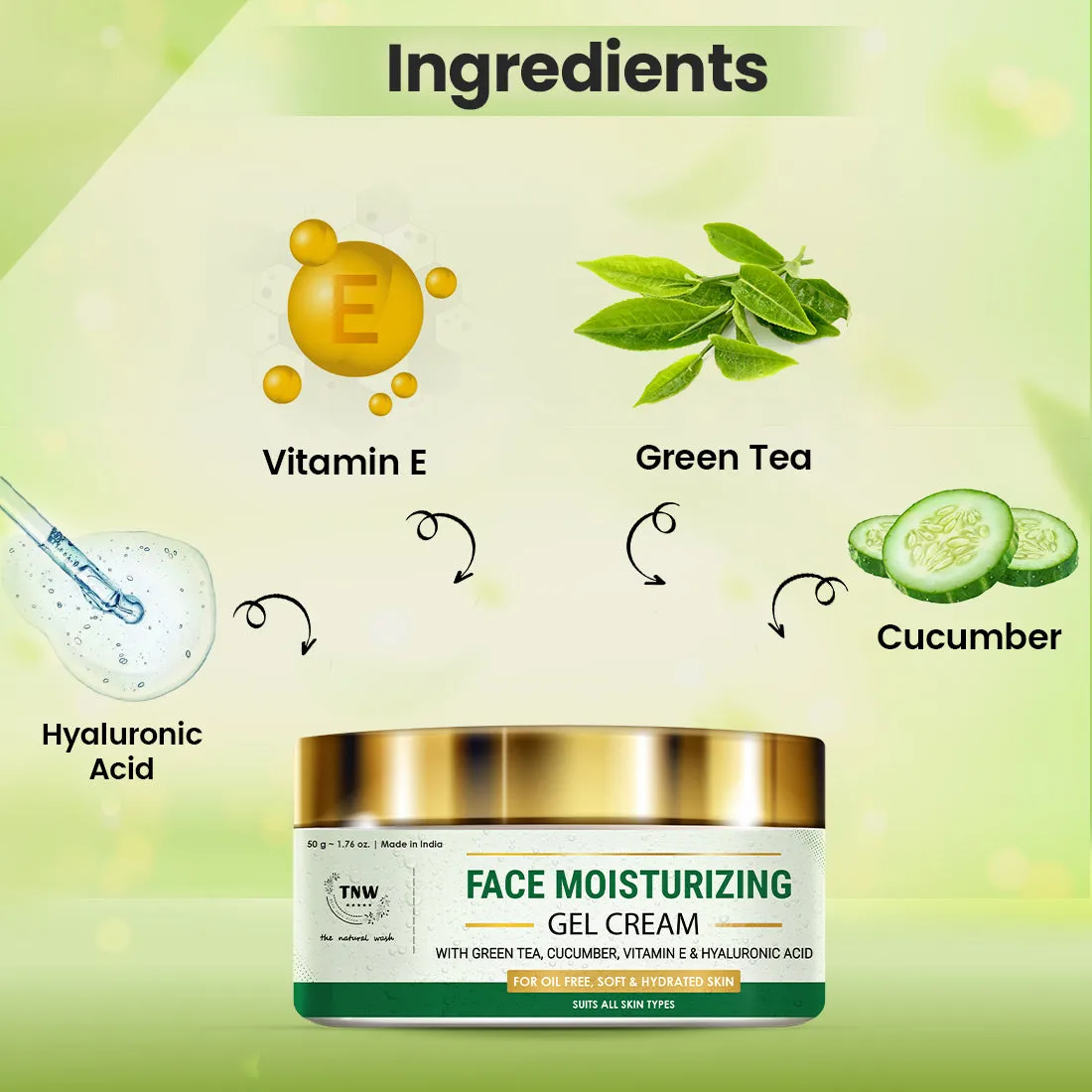 Face Moisturizing Gel Cream (Non-Sticky & Non-Greasy Formula Suitable for All Skin Types)