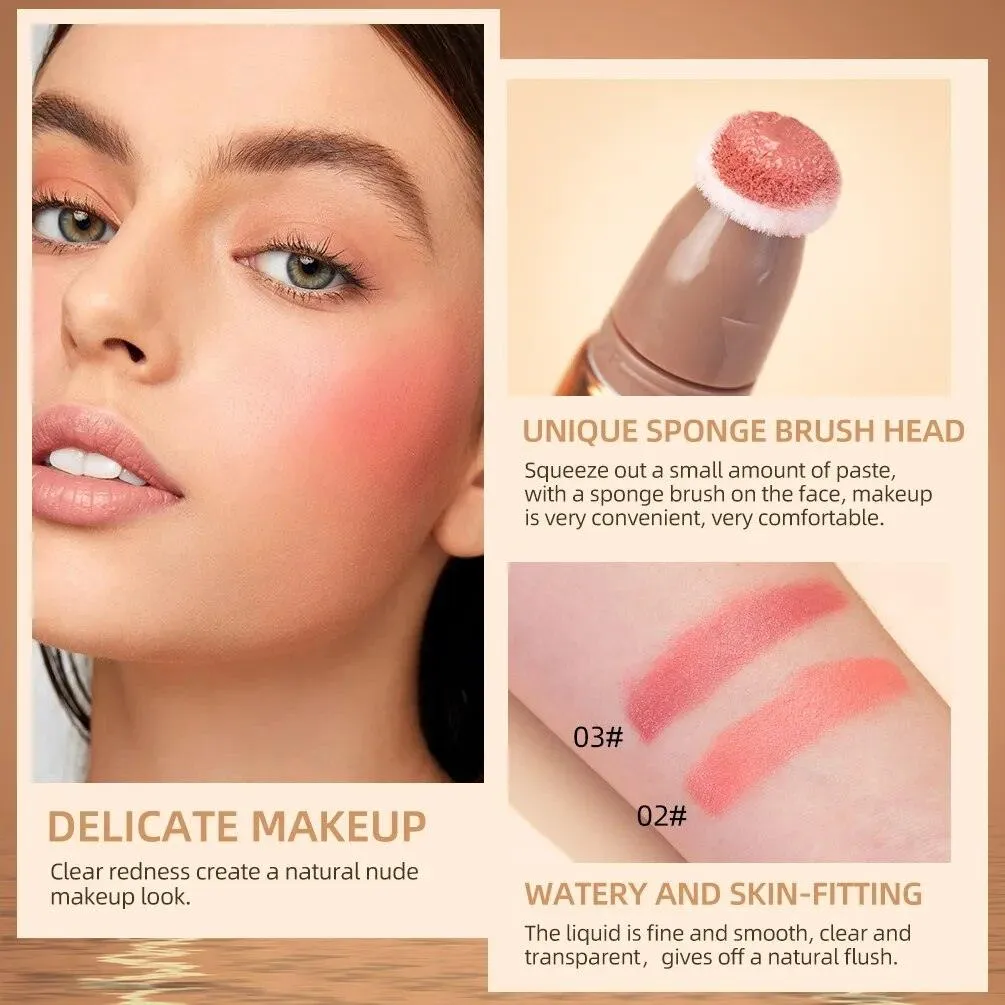 Liquid Contour With Cushion Applicator Highlight Shimmer Natural Soft Moisturizing Cream Liquid Blush For Cheek Cosmetics