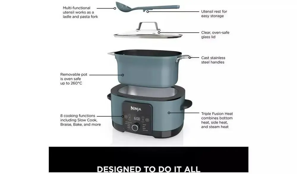 Ninja Foodi PossibleCooker MC1001UK 8-in-1 Slow Cooker/Multi-cooker, Blue