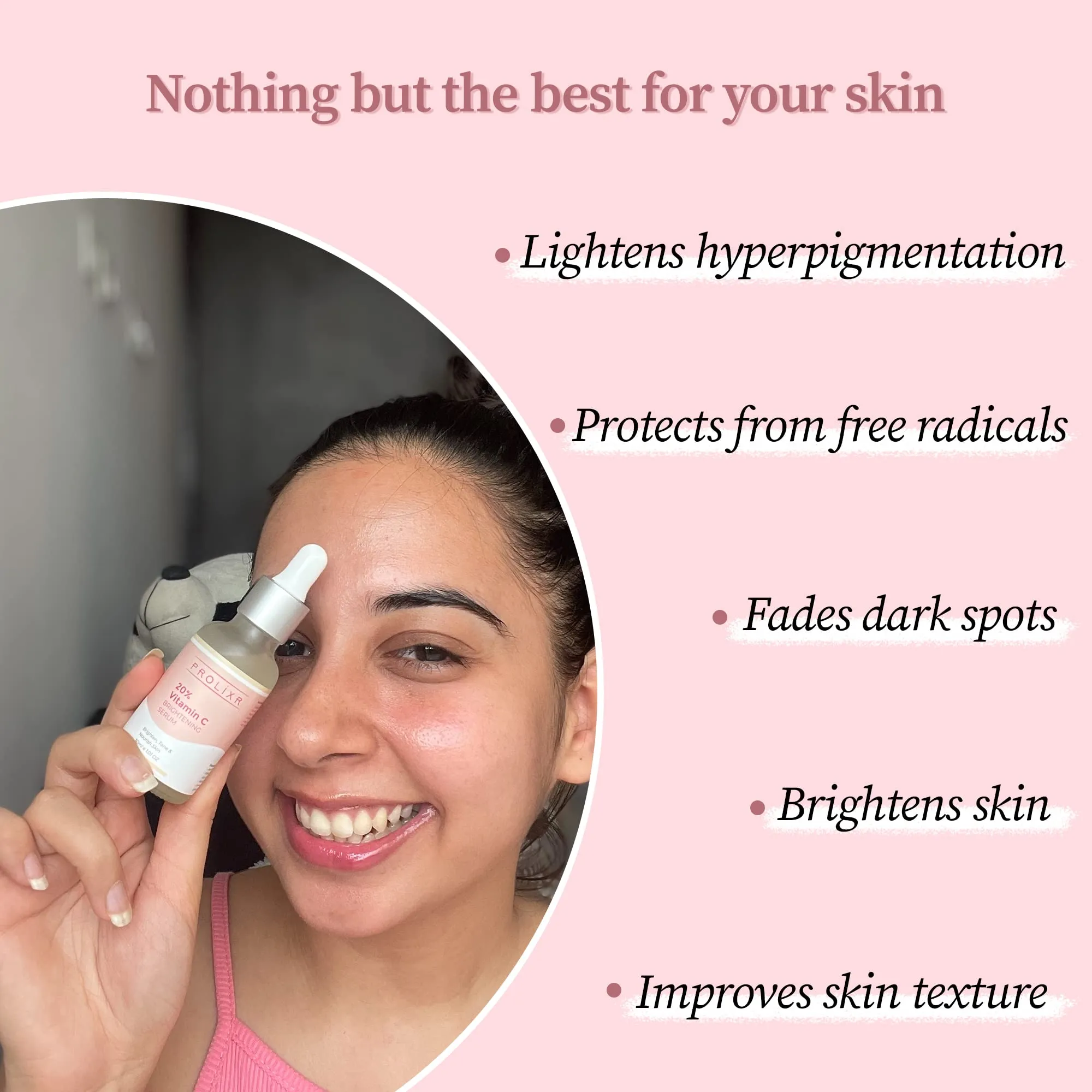 Prolixr 20% Vitamin C Brightening Face Serum - Effective Skin Brightening Serum | Dark Spots | Pigmentation | For Glowing Skin - All Skin Types (30 ml)