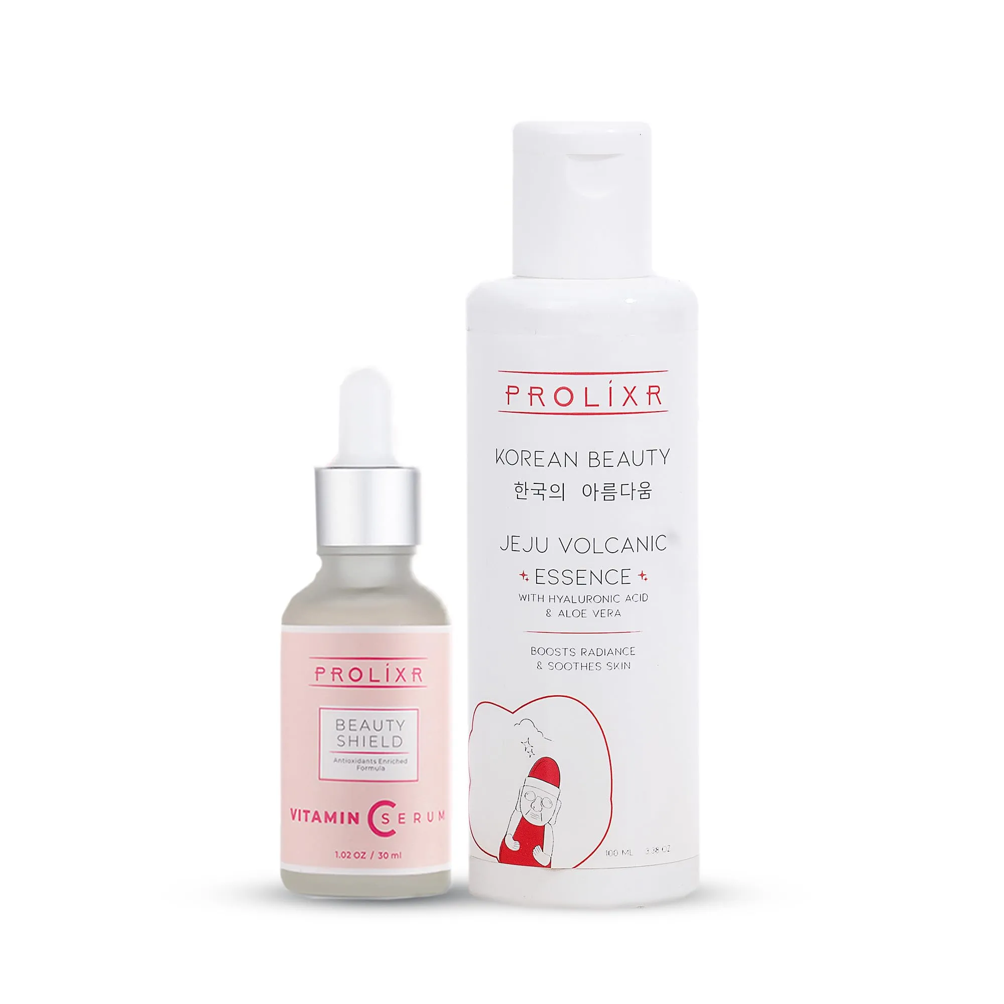 Prolixr Ultimate Skin Care Duo: Vitamin C Face Serum & Jeju Volcanic Face Essence | Glowing, Hydrated, and Youthful Skin | Men & Women | Suitable for All Skin Types