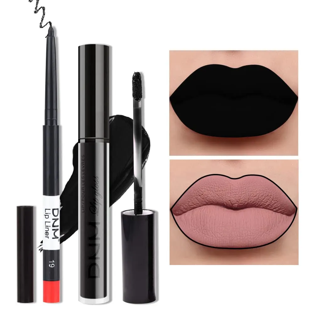 Ruby Red Matte Lip Liner and Lipstick Duo Set with 24-Hour Waterproof Formula