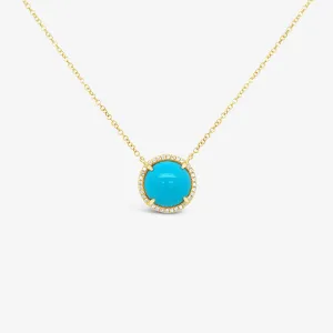 Sleeping Beauty 3.30CT Turquoise & Diamond Halo Necklace