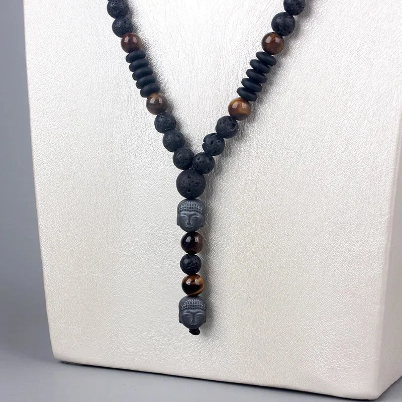 Tiger's Obsidian 108 Mala Beads Necklace