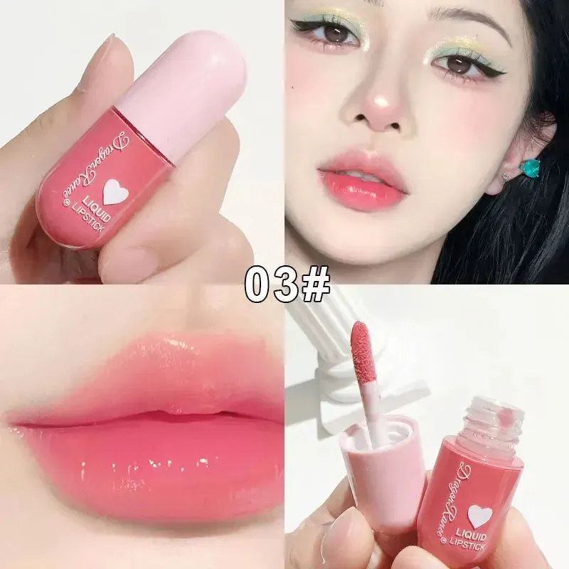 Toleet Christmas Thanksgiving gifts Winter Makeup Ideas Mini 6 Colors Capsule Liquid Lip Gloss Mirror Lipstick Moisturizing Jelly Lip Glaze Makeup Sweet and Lovely Korean Cosmetics