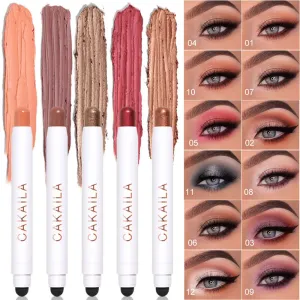 Toleet Christmas Thanksgiving gifts Winter Makeup Ideas Waterproof Diamond Glitter Eyeshadow Pencil Lasting Lying Silkworm Highlighter Pen Eye Makeup White Double Head Eye Shadow Stick