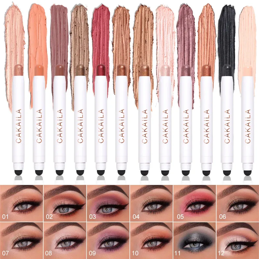 Toleet Christmas Thanksgiving gifts Winter Makeup Ideas Waterproof Diamond Glitter Eyeshadow Pencil Lasting Lying Silkworm Highlighter Pen Eye Makeup White Double Head Eye Shadow Stick